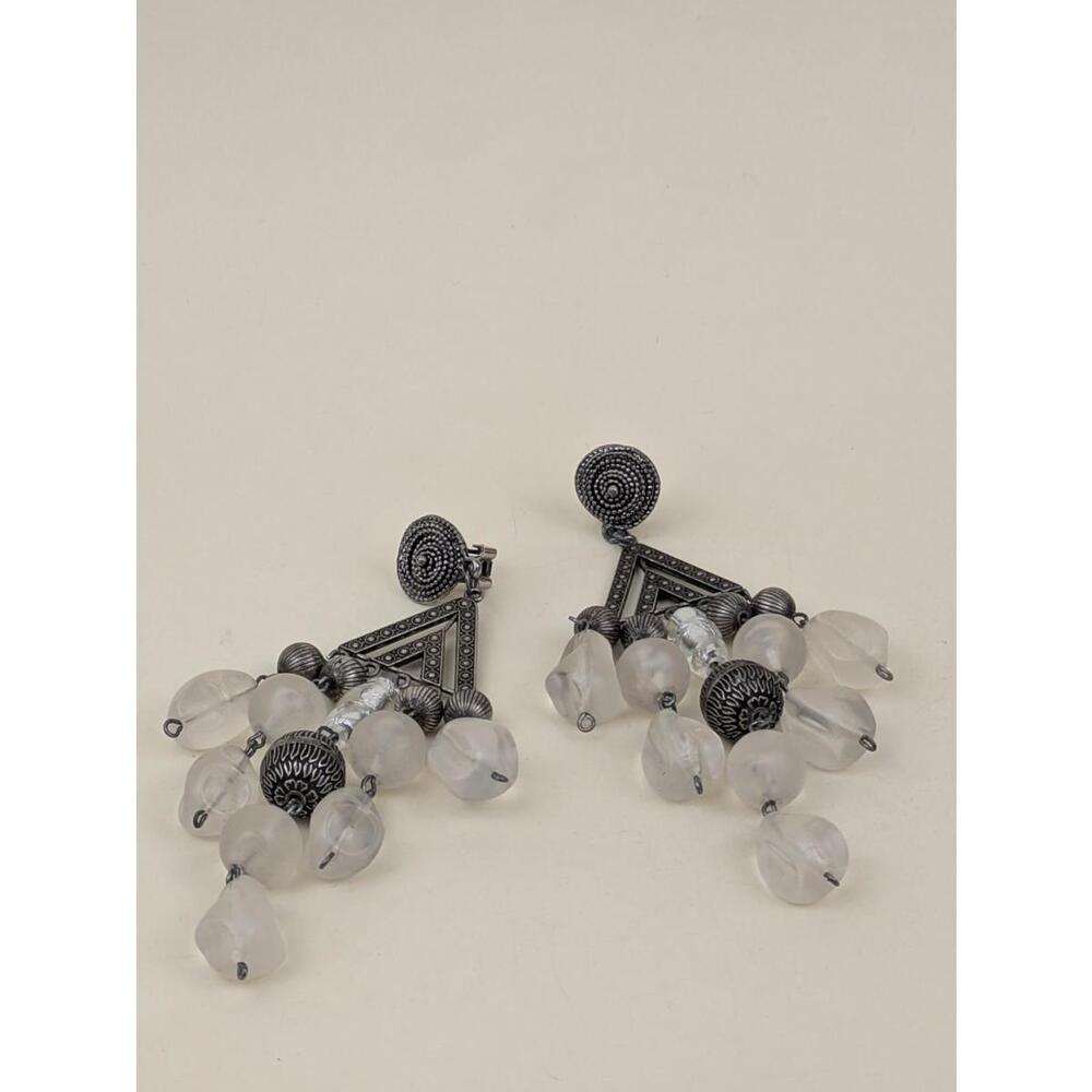 1980's sterling silver resin tear drop earrings